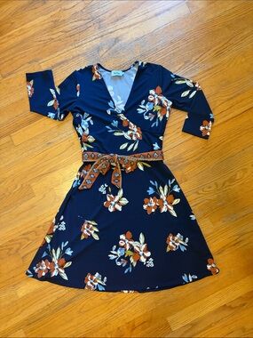 Leota Floral Navy Wrap Dress